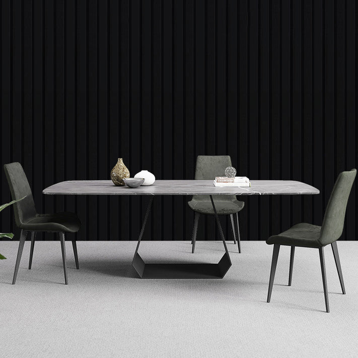 Rectangular Sintered Stone Dining Table Modern Dining Table with Metal Base