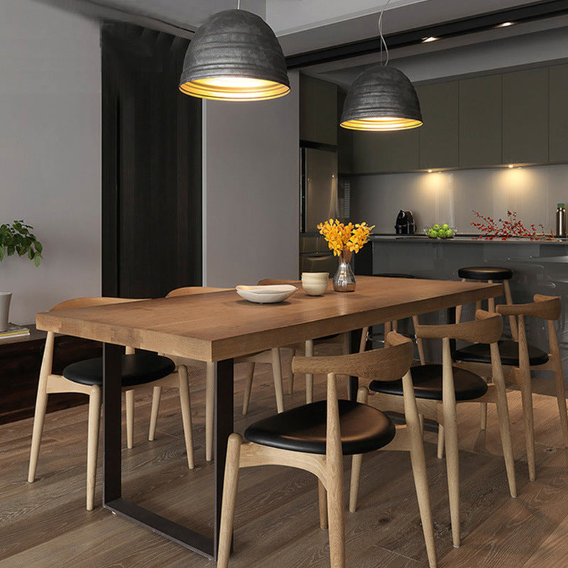 Solid Wood Dining Table Industrial Rectangle Table with Sled Base
