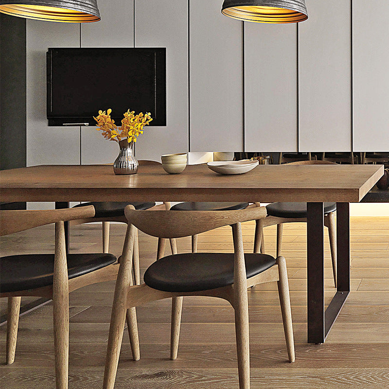 Solid Wood Dining Table Industrial Rectangle Table with Sled Base