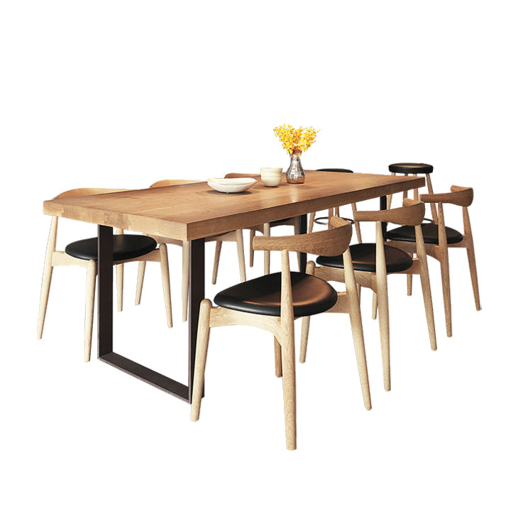 Solid Wood Dining Table Industrial Rectangle Table with Sled Base