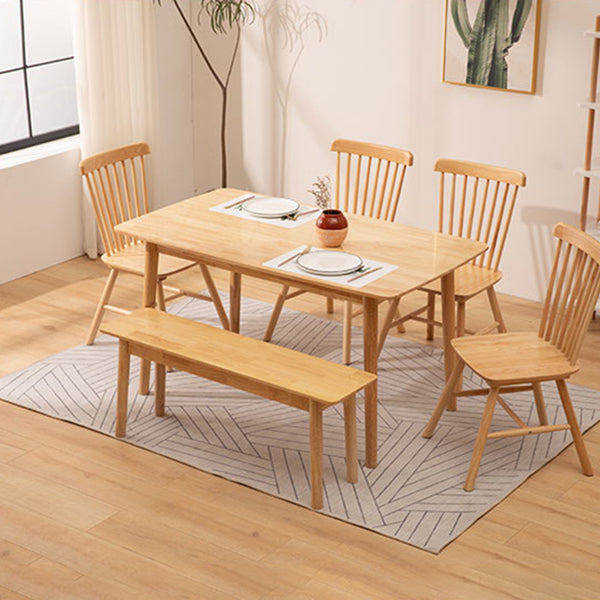 Solid Wood Dining Table Rectangle Contemporary Dining Table with 4 Legs