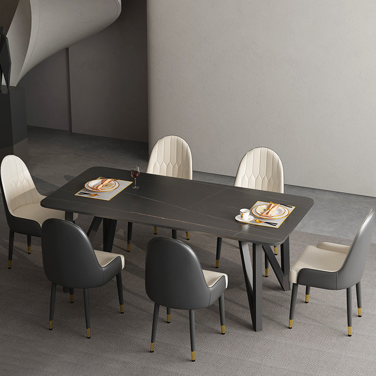 Rectangle Dining Table 4 Legs Dining Table in Black Frame for Kitchen