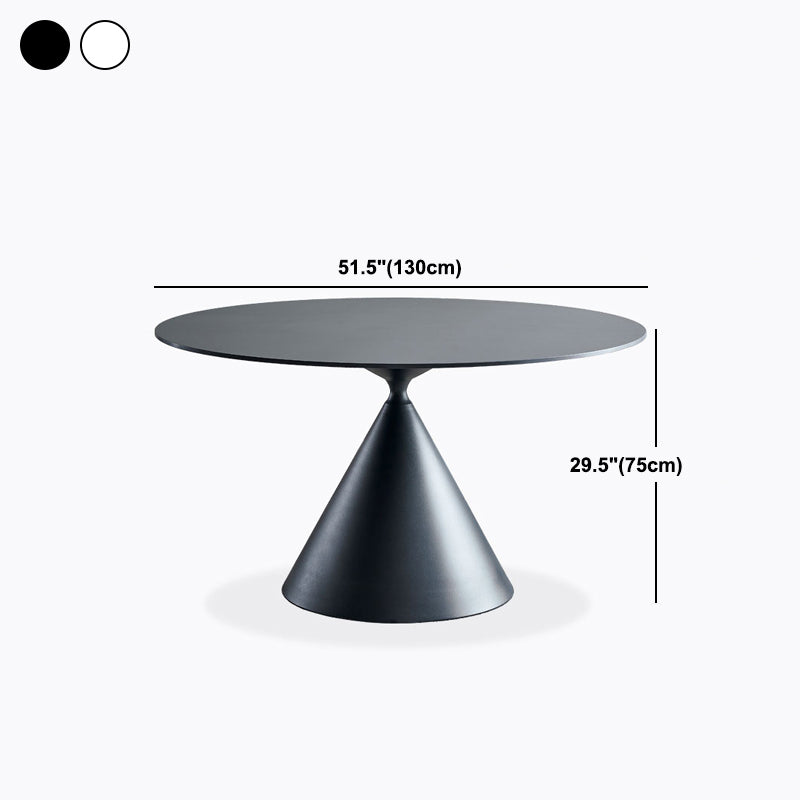 Round Stone Dining Table Modern Pedestal Dining Table in White and Black