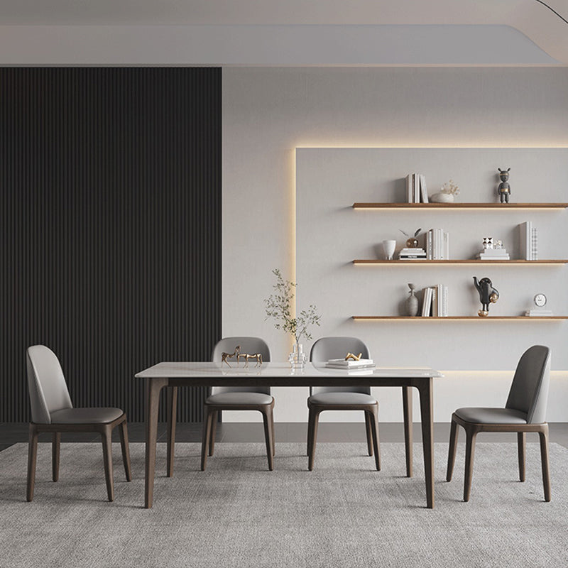 Rectangle Dining Table Mid-Century Modern Dining Table with Solid Wood Base