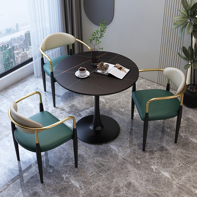Traditional Luxury Dining Table Stone Dining Table with Metal Base