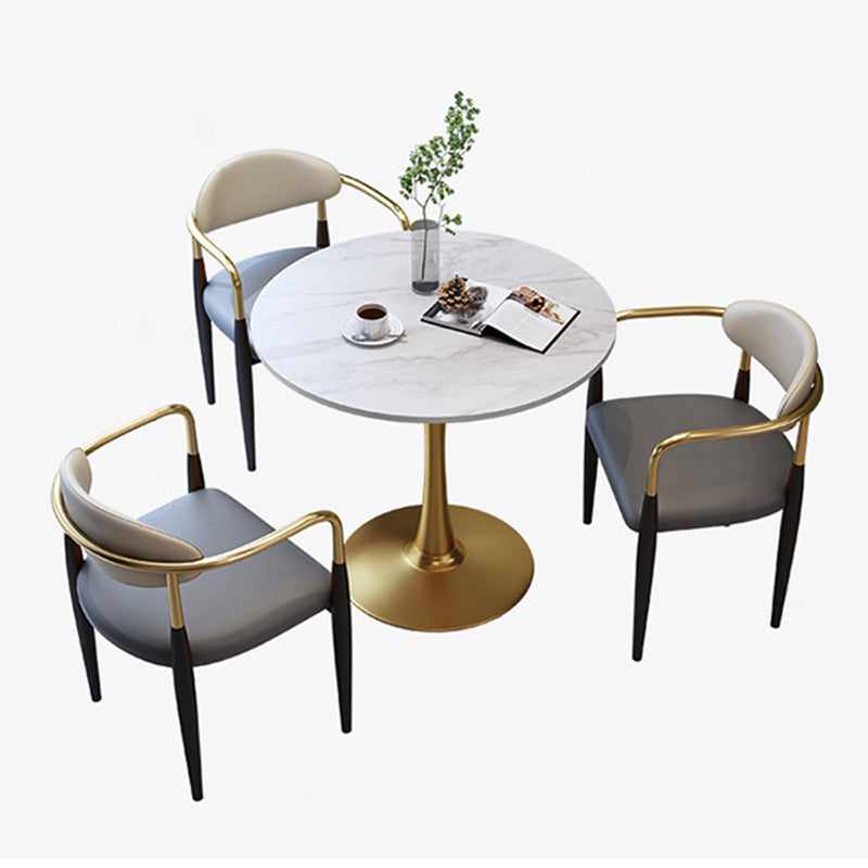 Traditional Luxury Dining Table Stone Dining Table with Metal Base