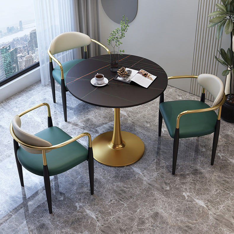 Traditional Luxury Dining Table Stone Dining Table with Metal Base
