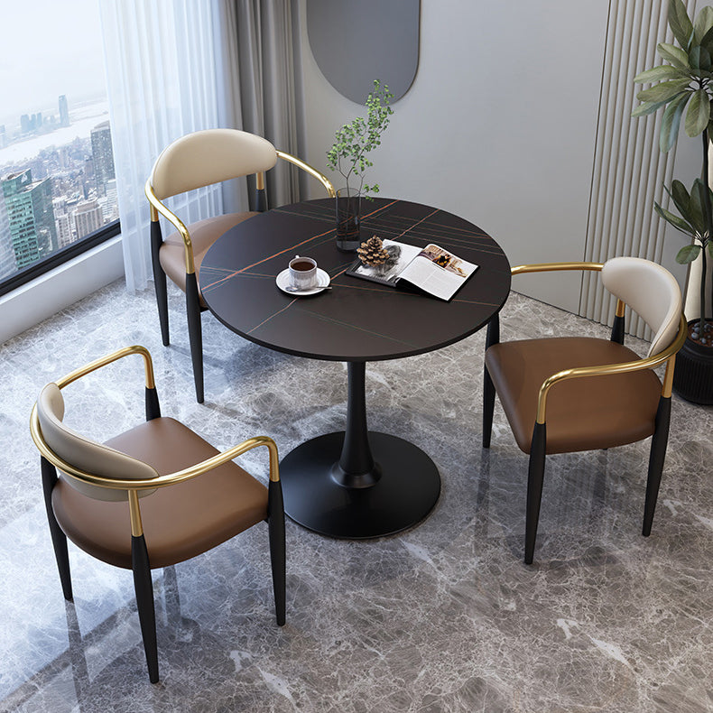 Traditional Luxury Dining Table Stone Dining Table with Metal Base