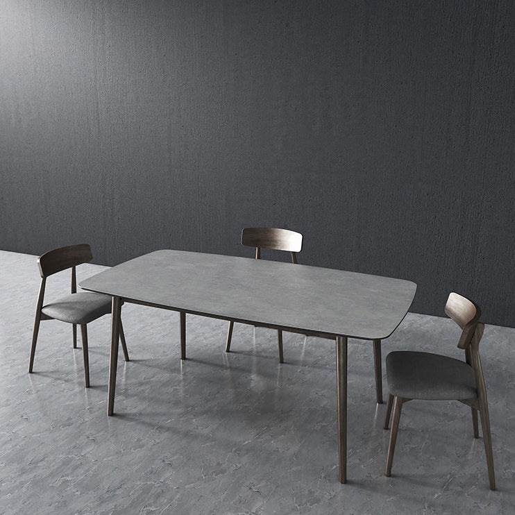 Mid-Century Modern Dining Table Rectangle Stone Top Dining Table with 4 Legs