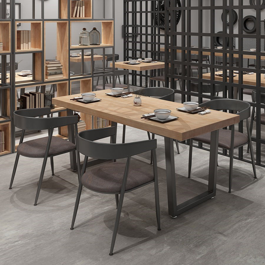 Pine Solid Wood Dining Table Rectangle Dining Table with Double Pedestal