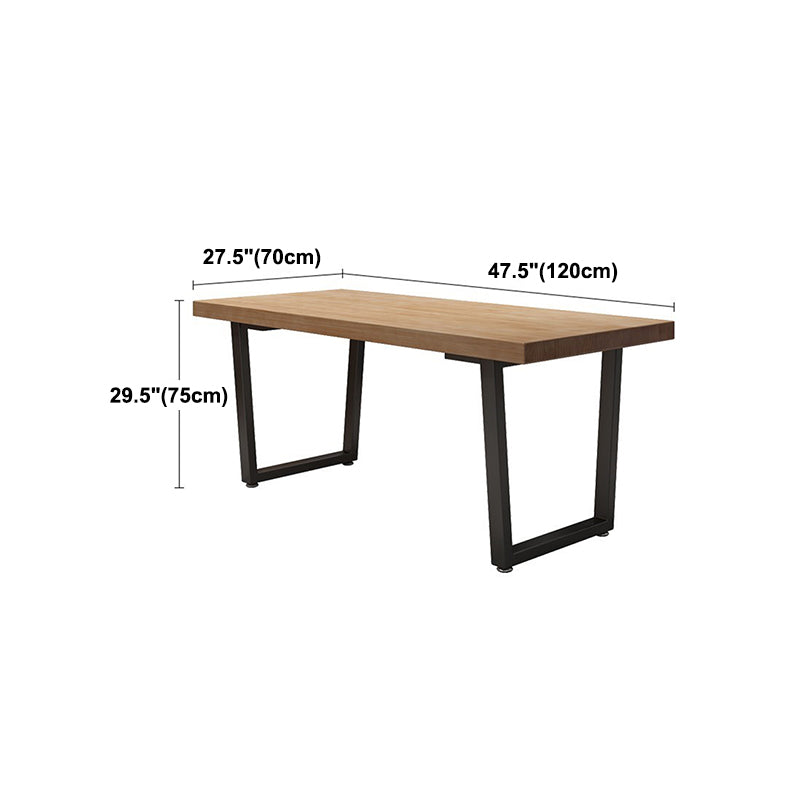 Pine Solid Wood Dining Table Rectangle Dining Table with Double Pedestal