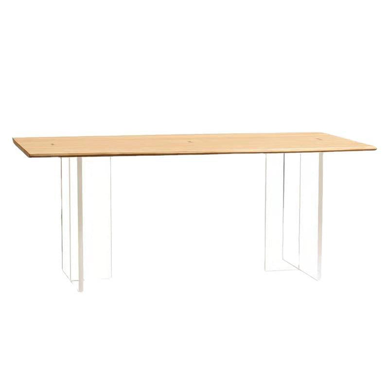 Rectangle Wood Dining Table Traditional Luxury Table with Double Pedestal Base