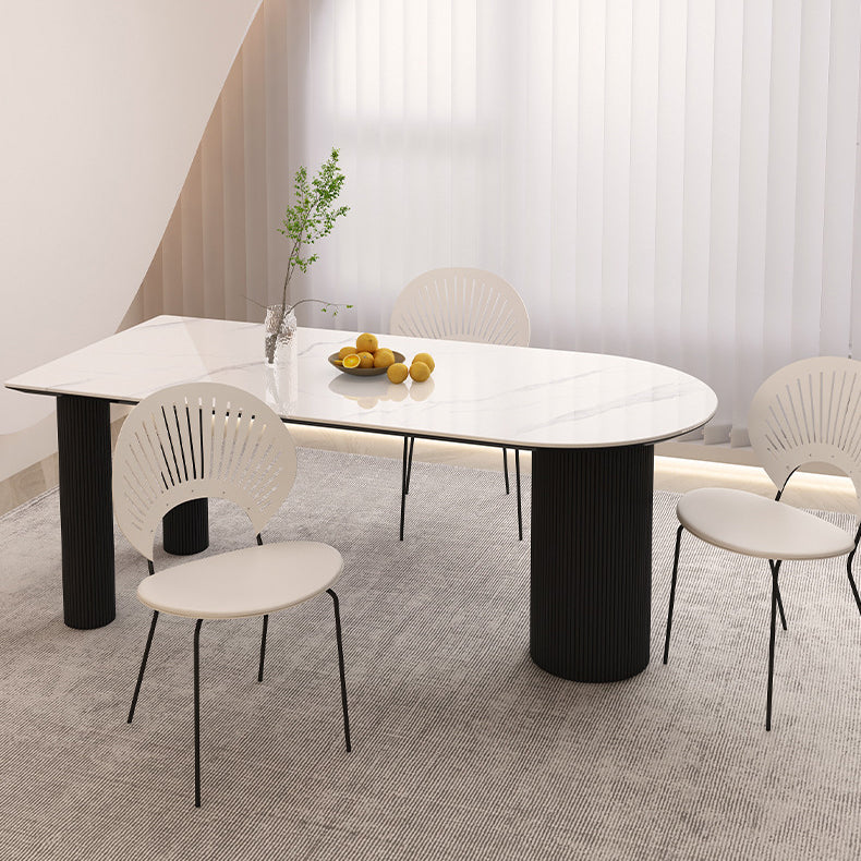 Contemporary Dining Table Stone Top Dining Table with 3 Legs