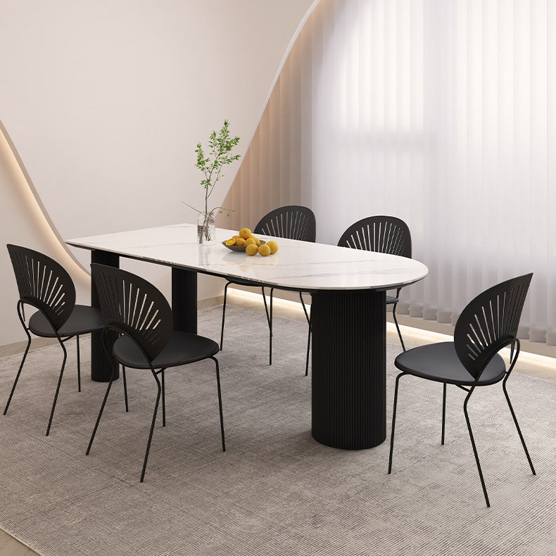 Contemporary Dining Table Stone Top Dining Table with 3 Legs