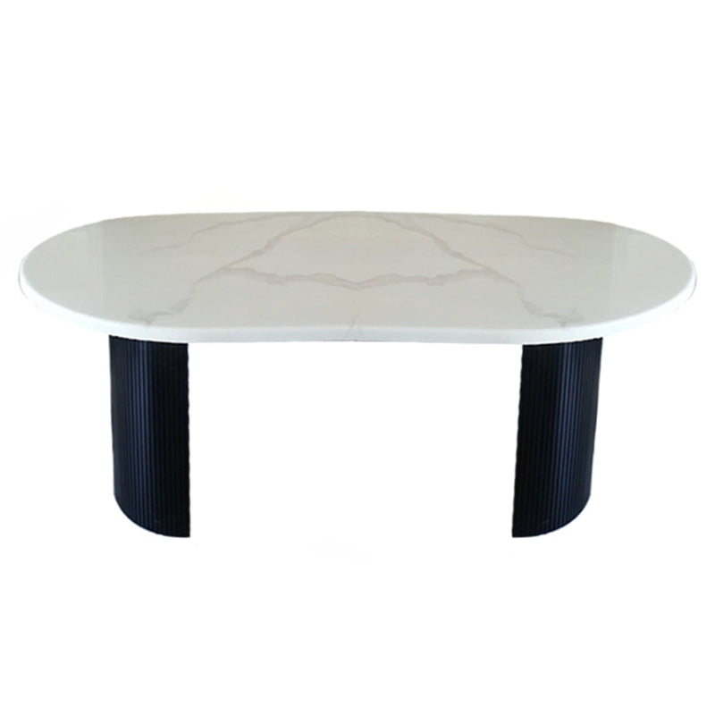 Oval Dining Table Contemporary Dining Table with Sled Base in Black