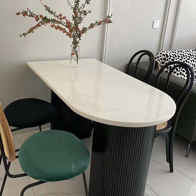 Oval Dining Table Contemporary Dining Table with Sled Base in Black