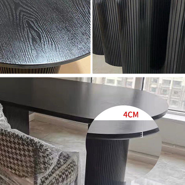 Oval Dining Table Contemporary Dining Table with Sled Base in Black