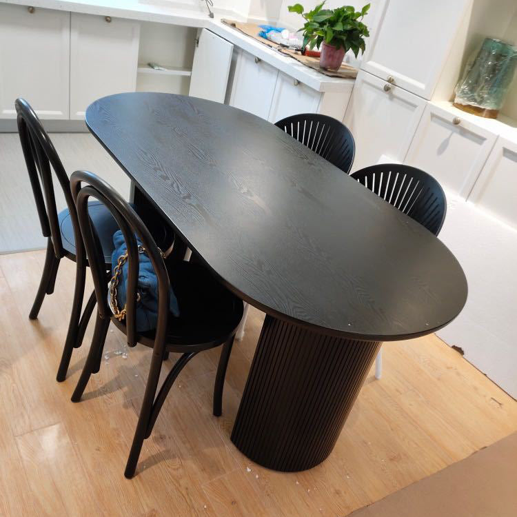 Oval Dining Table Contemporary Dining Table with Sled Base in Black