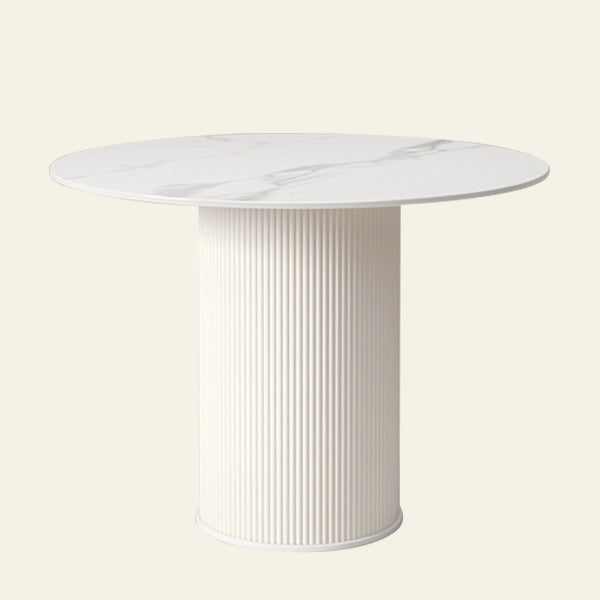 Round Dining Table Modern Black-white Furniture with Pedestal Base for Home