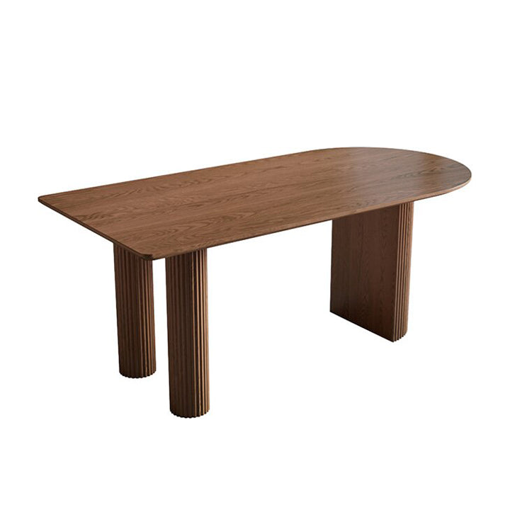 Free Form Dining Table Pine Solid Wood Dining Table in Walnut and Natural