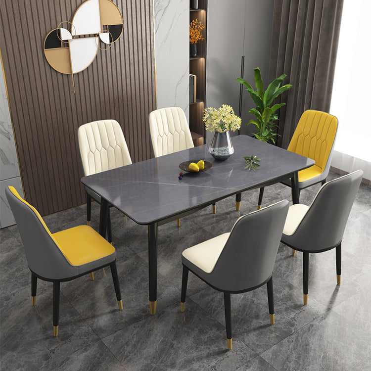 Rectangle Dining Table 4 Legs Dining Table with Solid Wood Base