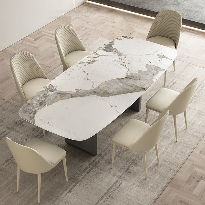 Stone Dining Table Traditional Luxury Dining Table with Double Pedestal
