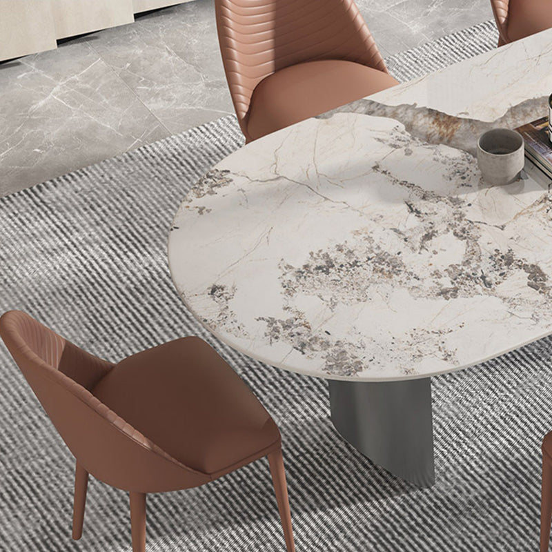 Stone Dining Table Traditional Luxury Dining Table with Double Pedestal