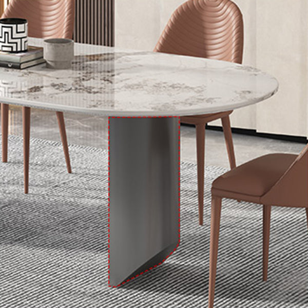 Stone Dining Table Traditional Luxury Dining Table with Double Pedestal