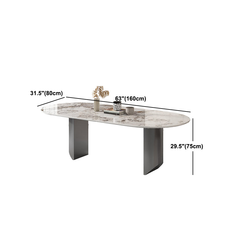 Stone Dining Table Traditional Luxury Dining Table with Double Pedestal