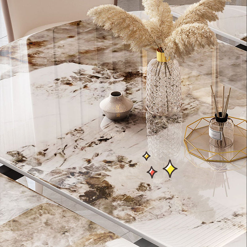 Round Sintered Stone Dining Table Modern Extendable Furniture with Pedestal Base