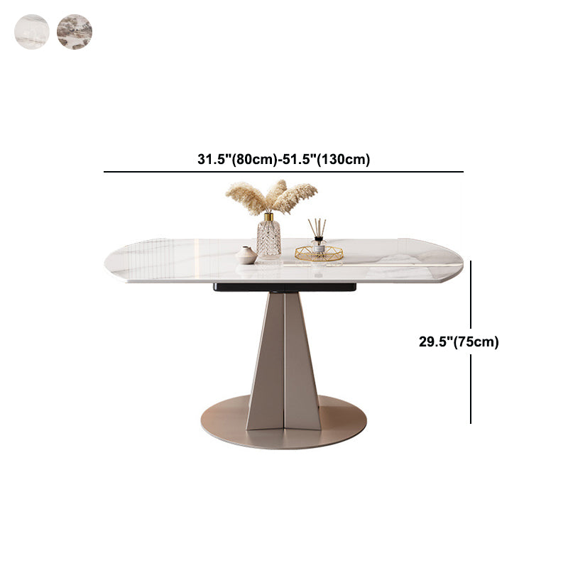 Round Sintered Stone Dining Table Modern Extendable Furniture with Pedestal Base