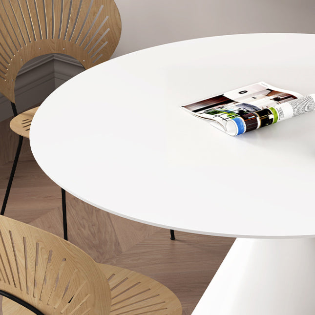 Round Dining Table Stone Dining Table in Black and White with Pedestal