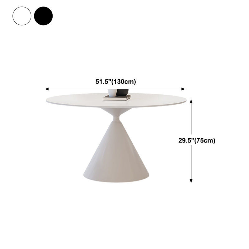 Round Dining Table Stone Dining Table in Black and White with Pedestal