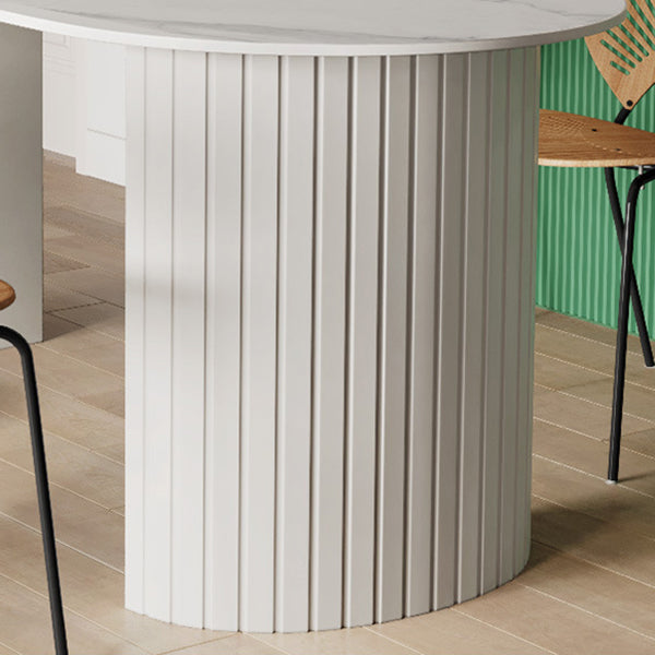 Sintered Stone Dining Table Modern White Furniture with Double Pedestal for Office