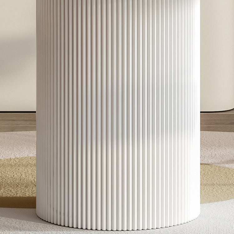 Round Top Dining Table Contemporary Table with Pedestal Base in White