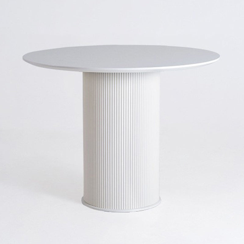 Round Top Dining Table Contemporary Table with Pedestal Base in White