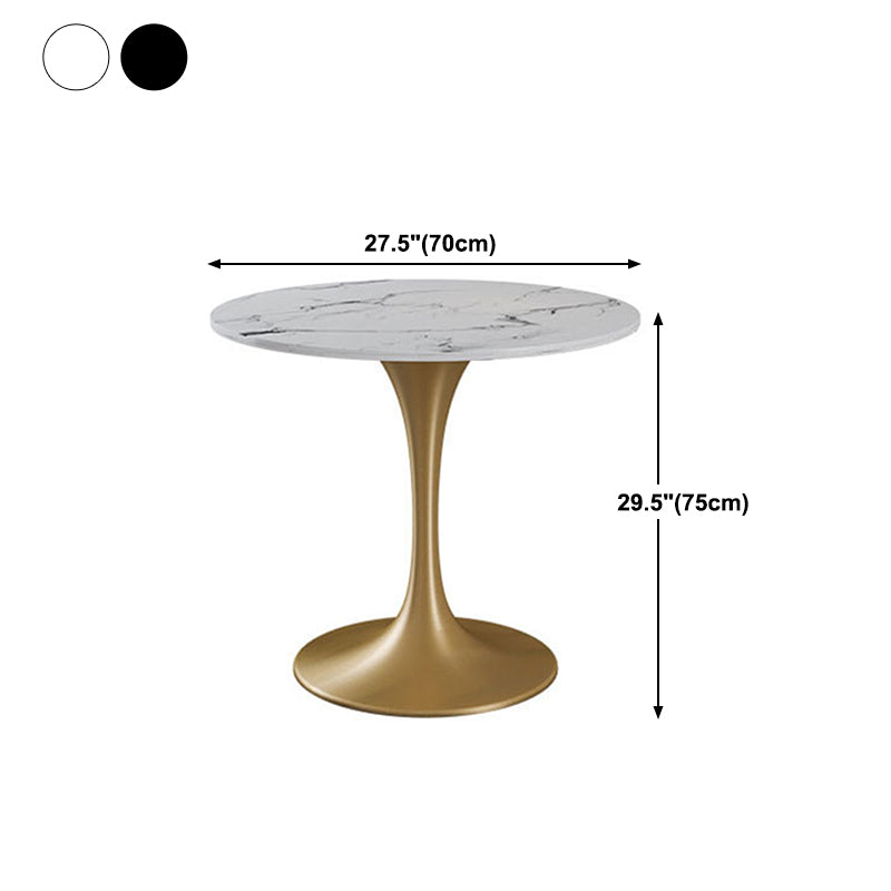 Stone Dining Table Contemporary Dining Table with Metal Pedestal Base