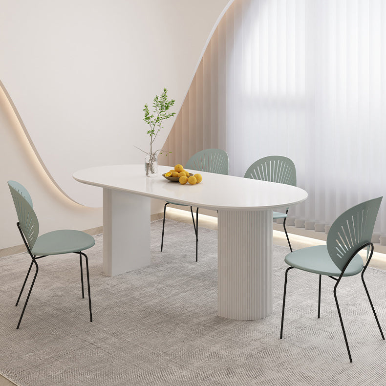 Stone Top Dining Table Contemporary Oval Table with Sled Base