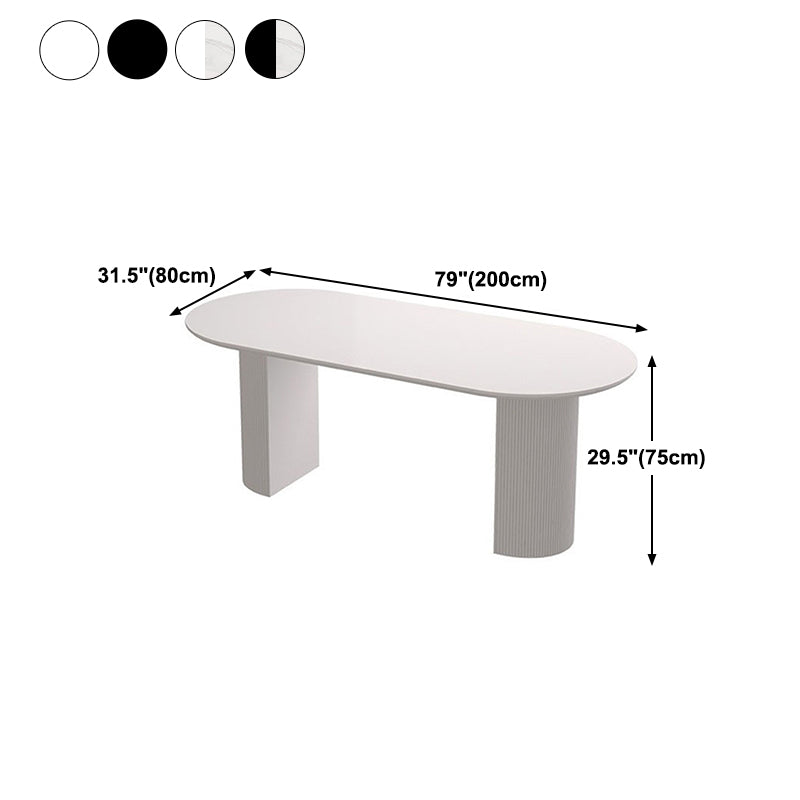 Stone Top Dining Table Contemporary Oval Table with Sled Base
