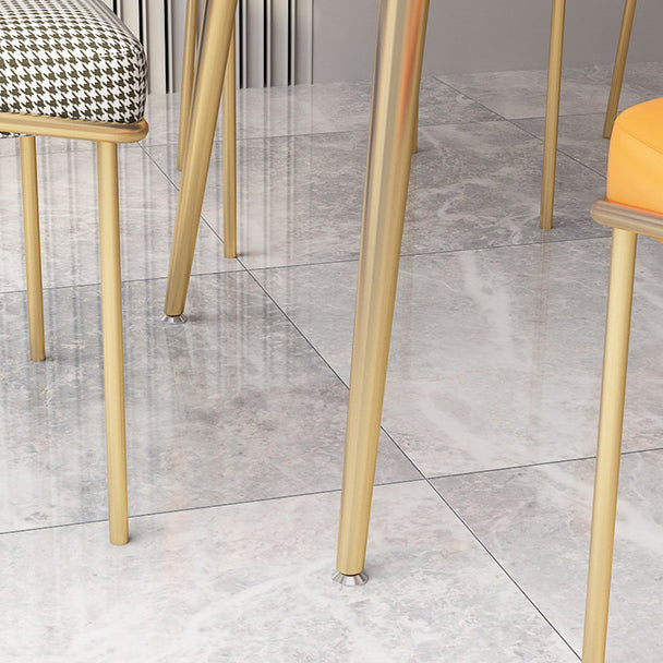 Stone Top Dining Table Industrial Rectangle Table with 4 Gold Legs