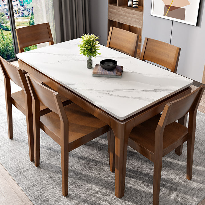 White Stone Table Mid-Century Modern Dining Table with 4 Legs