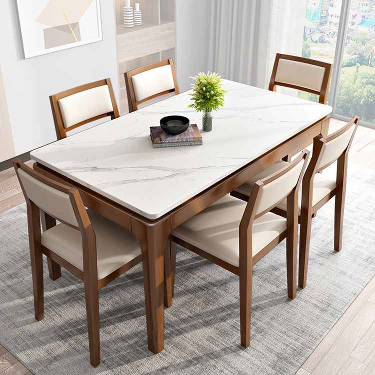 White Stone Table Mid-Century Modern Dining Table with 4 Legs