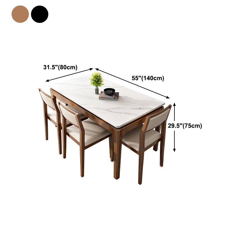 White Stone Table Mid-Century Modern Dining Table with 4 Legs