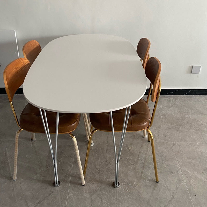 White Solid Wood Table Contemporary Oval Dining Table with 4 Legs