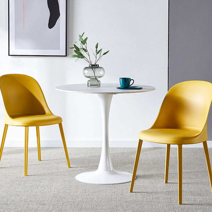 Round Dining Table Stone Top Dining Table in Black and White