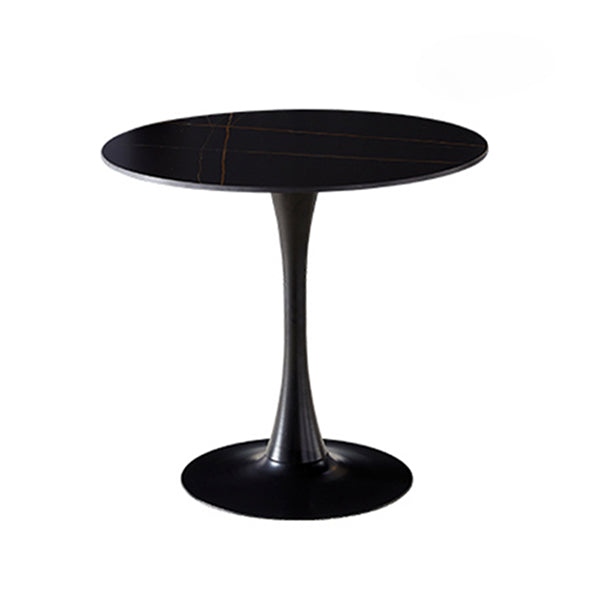 Round Dining Table Stone Top Dining Table in Black and White