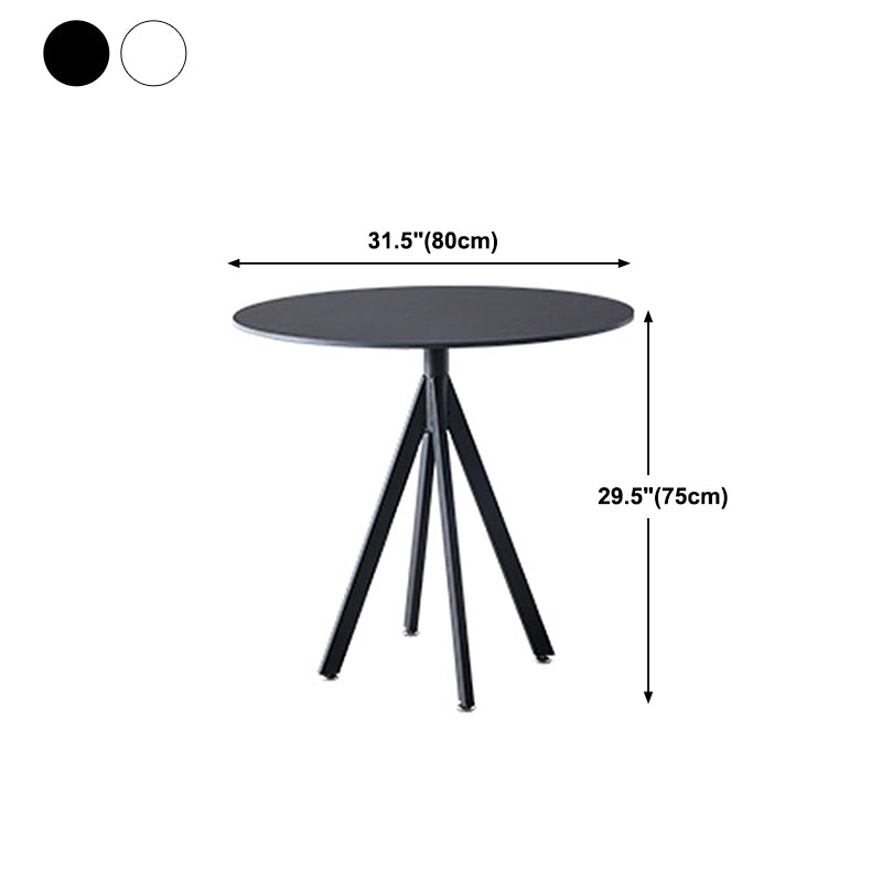 Round Dining Table Stone Top Dining Table in Black and White