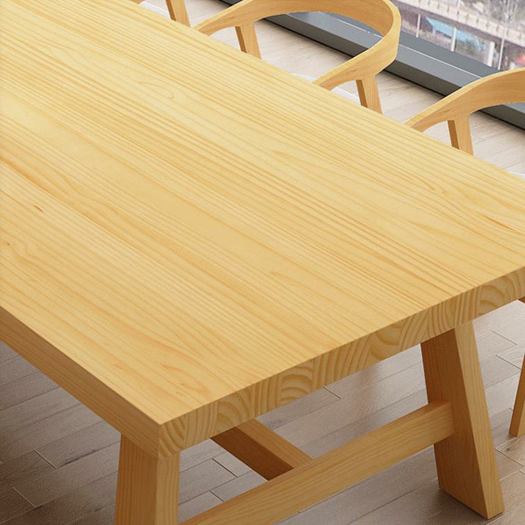 Wood Top Dining Table Traditional Luxury Table with Trestle Base