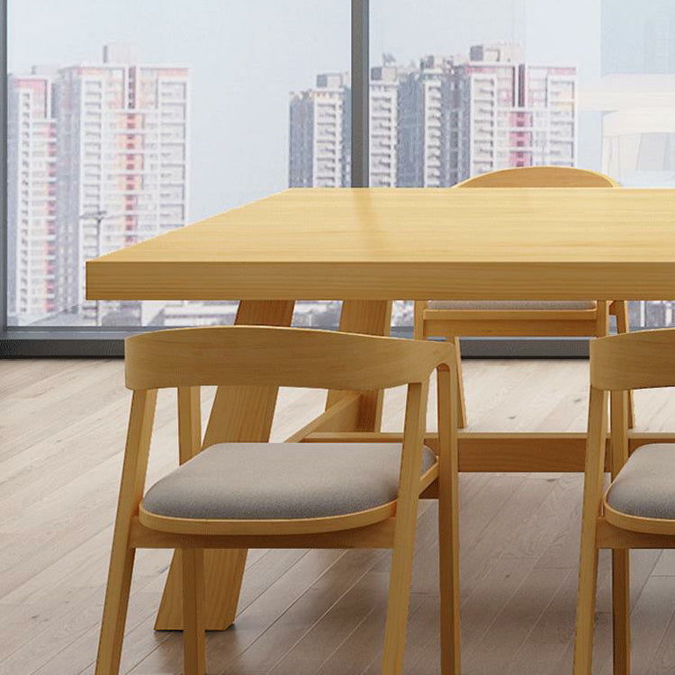 Wood Top Dining Table Traditional Luxury Table with Trestle Base