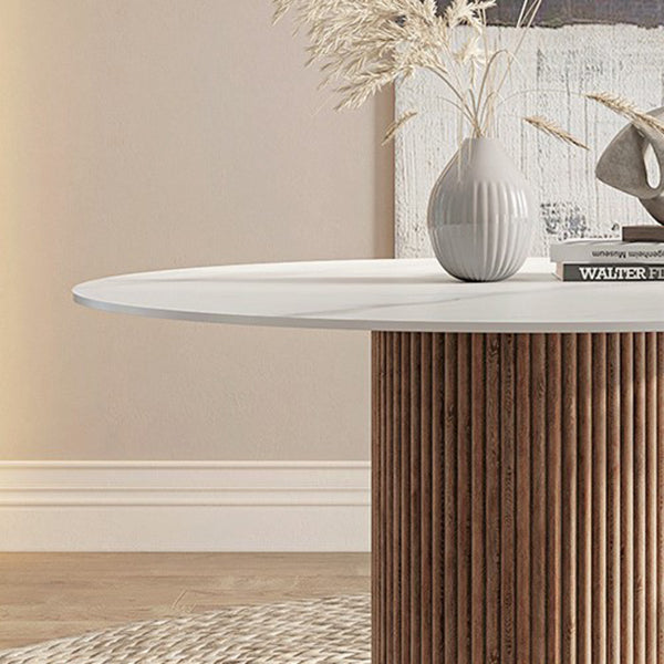 Round Dining Table Contemporary Dining Table with Solid Wood Pedestal
